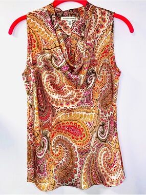 Banana Republic Cowl Neck Tank with exquisite paisley design in size XS petite